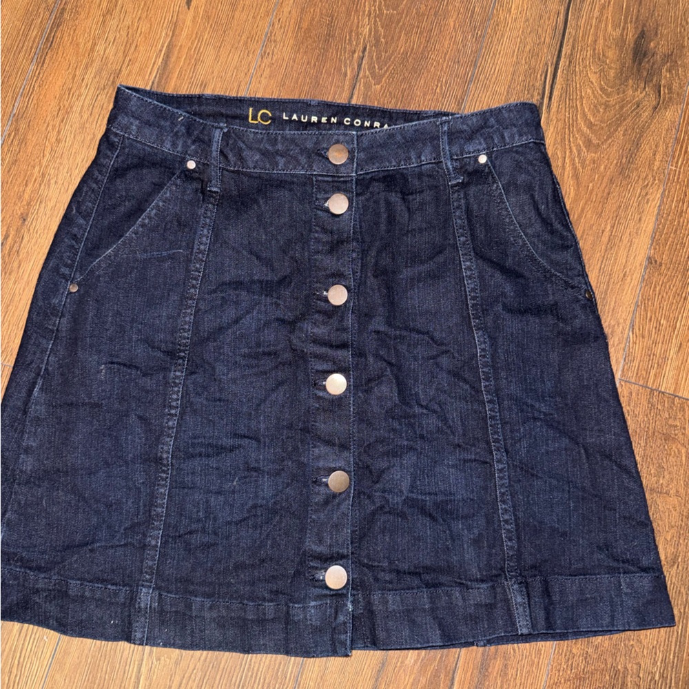 LC Lauren Conrad Women's Button-Front Denim Skirt